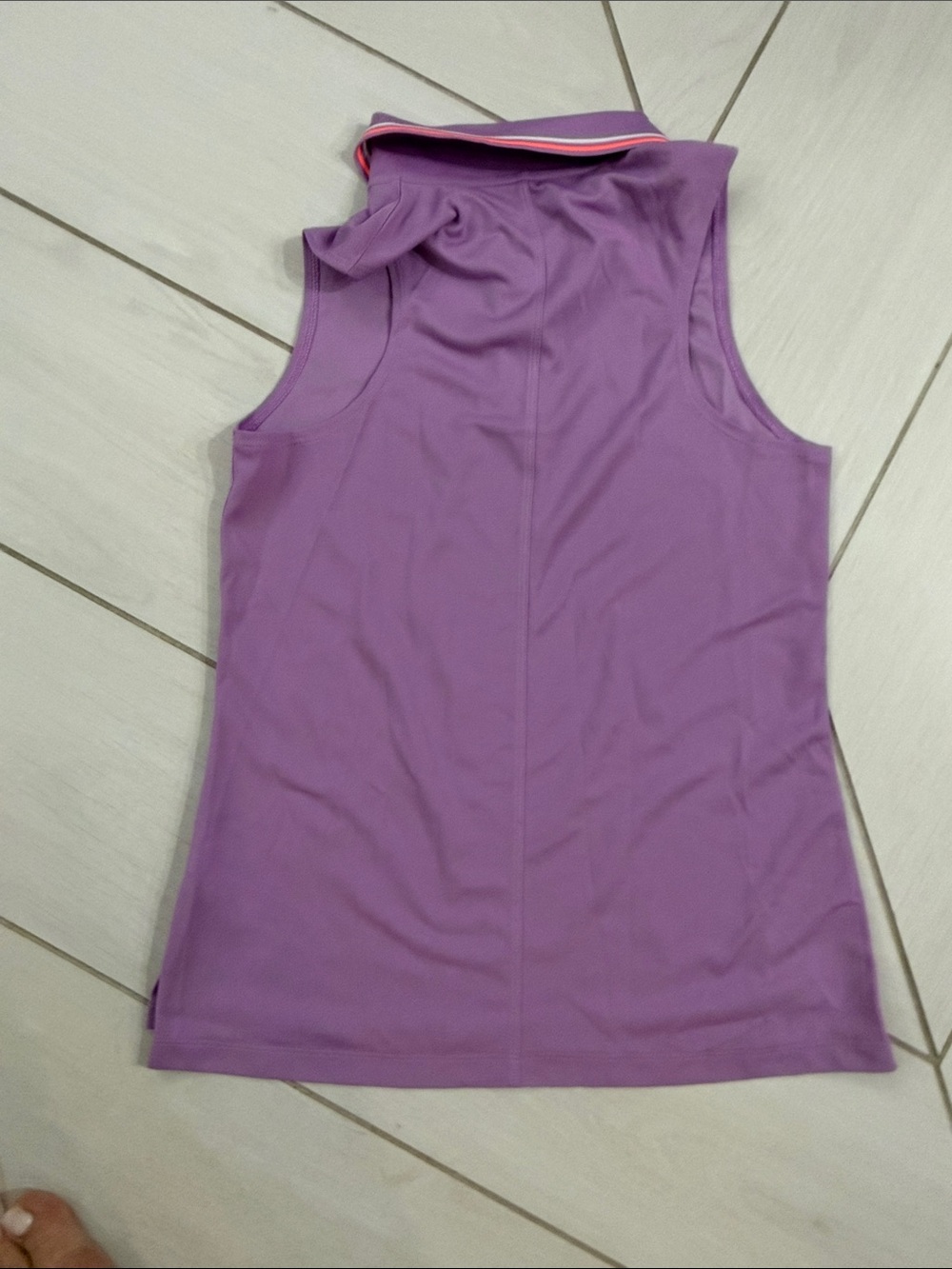 Nike Purple Sleeveless Polo Tank with Striped Collar - Picture 4 of 4